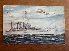 Vintage Shipping Postcard UK ?? HMS Sussex 1942 Salmon by AFD Bannister