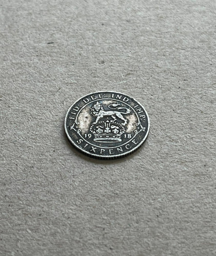 1918 george silver - v, sixpence