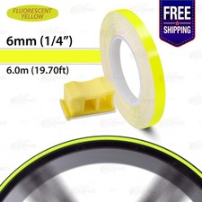 6mm 1/4" WHEEL RIM Solid Tape PIN STRIPE Decal Vinyl Sticker FLUORESCENT YELLOW