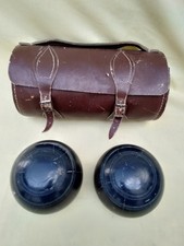 CROWN GREEN BOWLS LIGNUM VITAE 1 . 2 KG  EBONIZED  WITH LEATHER BAG? (NR)