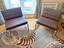 Ex Showhome Pair of Minotti Delaunay tan leather lounge chairs  rrp £12,950