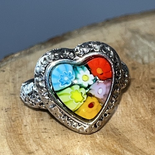 Millefiori murano glass heart - murano,