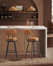 Set of 2 Swivel Bar Stools with Backs, Synthetic Leather Counter Chairs