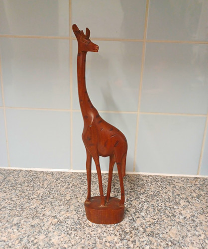Carved wooden giraffe ornament - carved,