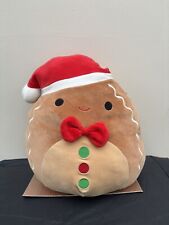 Squishmallow Jordan The  Gingerbread Boy With Santa Hat