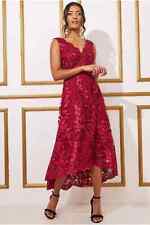 Quiz SIZE 16-18 EMBROIDERED DIP HEM EVENING PARTY PROM WEDDING GUEST DRESS