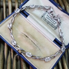 925 Sterling Silver Bracelet, Natural Topaz Gemstones Tennis Bracelet, 8"