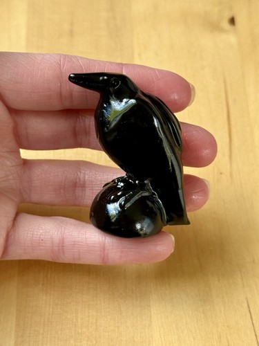 Black obsidian crystal raven - black,