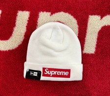 White/Red Supreme Box Logo Beanie (FW21)