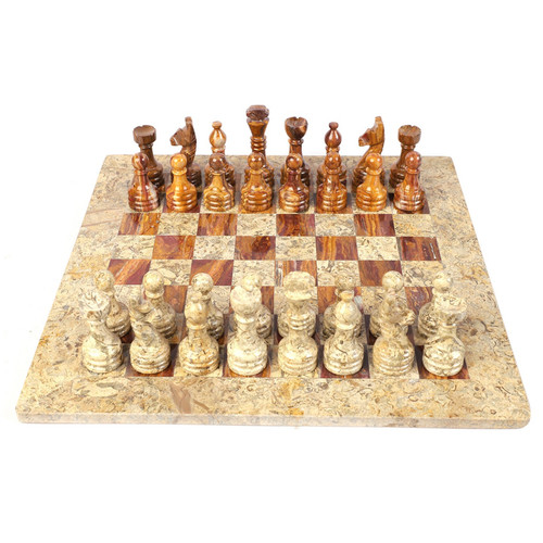 Marble chess set - marble, fossil