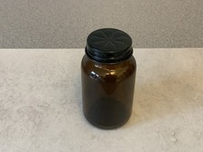 Amber Brown Glass Jar with Flower Lid