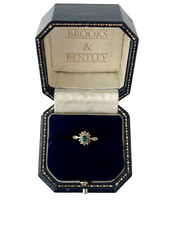 9ct Gold Emerald & Diamond Cluster Ring 0.10ct Diamond Emerald Ring Size L 1/2