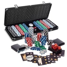 Poker Blackjack Texas Hold em Complete Casino Game Set Cards Chips Mat