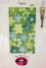 Vintage Pop My Cherry Green Floral Print Tights