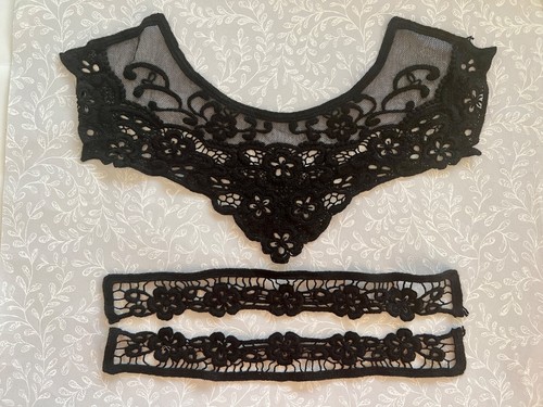 Black floral mesh lace collar - floral,