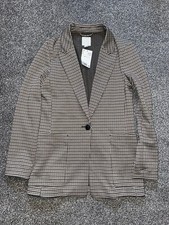 NWT Womens H&M Blazer Jacket, Size 6, Tweed, Check, Collared, Button, (50)