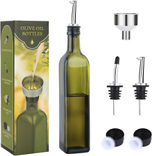 AOZITA 17Oz Glass Olive Oil Dispenser Bottle - 500Ml Oil & Vinegar Cruet with Po