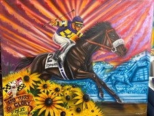 Original painting horse racing - horse,