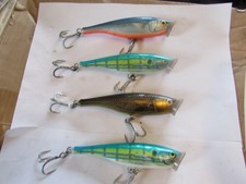 4 excellent large popper style sea pike fishing lures rattler 5"