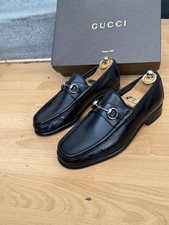 Gucci   Mens Black Leather Horsebit Loafers Shoe Uk 7, made In Italy