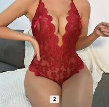Lingerie Bodysuit Lace-Up Underwear Babydoll Sexy Women Sleepwear One Piece Set