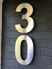 30 - 0 3 House numbers Extra large 12” Arial Bold brushed stainless steel Number