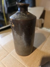 ANTIQUE DOULTON LAMBETH STONEWARE INKWELL BOTTLE HEAVY