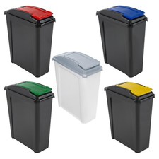25L Waste Bin Flap Lid Plastic Recycling Recycle Bins Kitchen Rubbish Dustbin UK