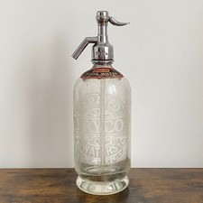 Antique Vintage R. Fry & Co Soda Syphon Bottle Etched Glass Fryco Siphon 12"