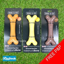 IndestructaBone Flavoured Dog Chew Toy Bone Nylon Teething Durable