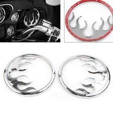 2 Pcs Chrome ABS Front Speaker Grill Trim Cover For Harley Electra Glide 2014-22