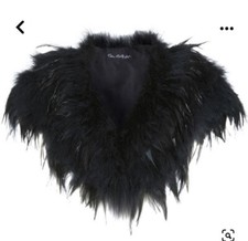 BNWT MISS SELFRIDGE SIZE 6-12 BLACK FEATHER CAPE MARABOU SHRUG WRAP SHAWL JACKET