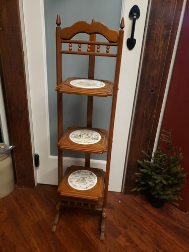 Vtg wooden three tier - wooden,