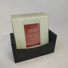 Photo Coasters Set of 4 with Holder, Holds 2"x3" Images