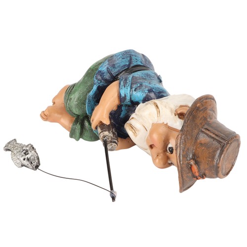 Fishing gnome sitter - sitter, resin