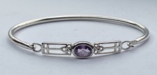 Sterling Silver & Amethyst Rennie Mackintosh Inspired Bangle / Bracelet