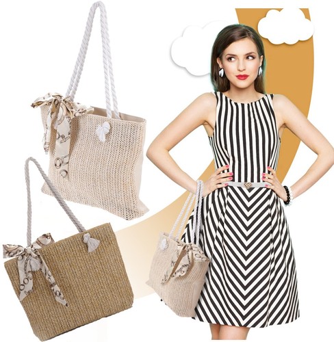 Summer beach woven straw - straw, tote