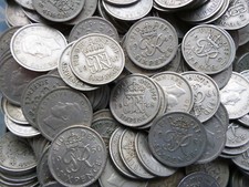 English Sixpence coins Cupro