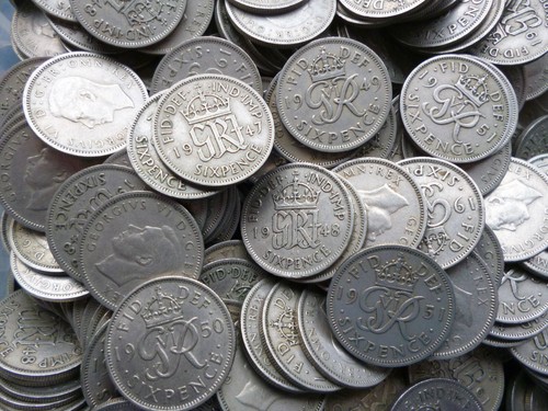 English sixpence coins - sixpence,