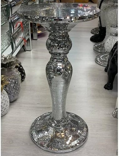 Silver mirrored side table - side,