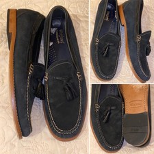 Weejuns G.H.BASS men’s UK 10 (US11) Navy Blue Suede Tassel Loafers vgc