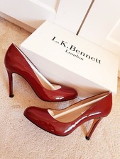 New L.K. Bennett Shilo Dark Red Leather Mid Heeled Court Shoes UK 3 EU 36 £249