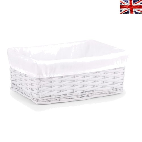 Medium white wicker basket - medium,