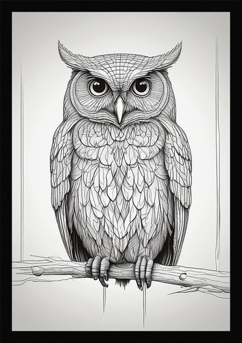 Dramatic owl framed - owl, art