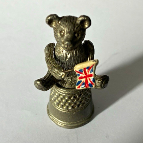 Pewter sewing thimble teddy - pewter,