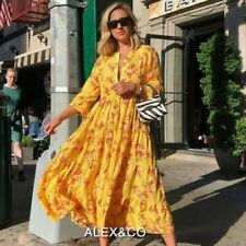 ZARA THE ANGEL DRESS Yellow Red Floral Floaty Midi Long Summer size S 8 10