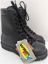 ALICO WOMENS STEEL TOE CAP BLACK LEATHER BOOTS, 9 EYELETS, UK5 US6 EU39, K437