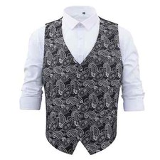 Mens Waistcoat Woven Paisley Bohemian Formal Wedding Tuxedo Vest Suit by DQT