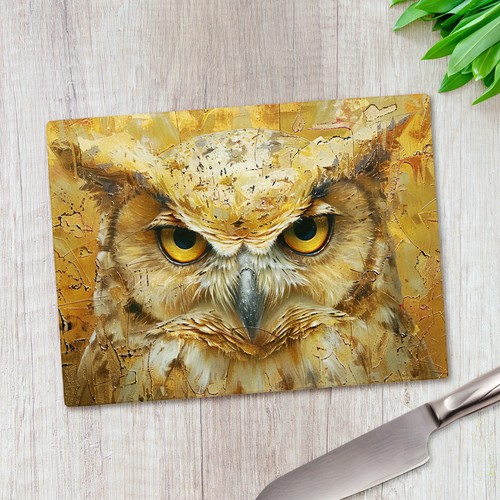 Gold owl painting - owl,