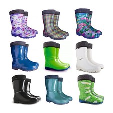 Ladies Wellies Waterproof Wellington Rain Boots Strong Rubber + Warm Insoles